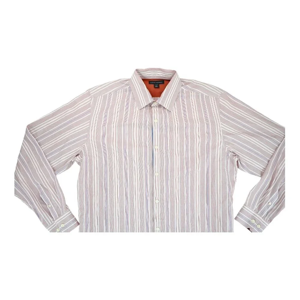 Banana Republic Shirt Mens 16 - 16.5 Large Pink Striped Long‎ Sleeve Cotton